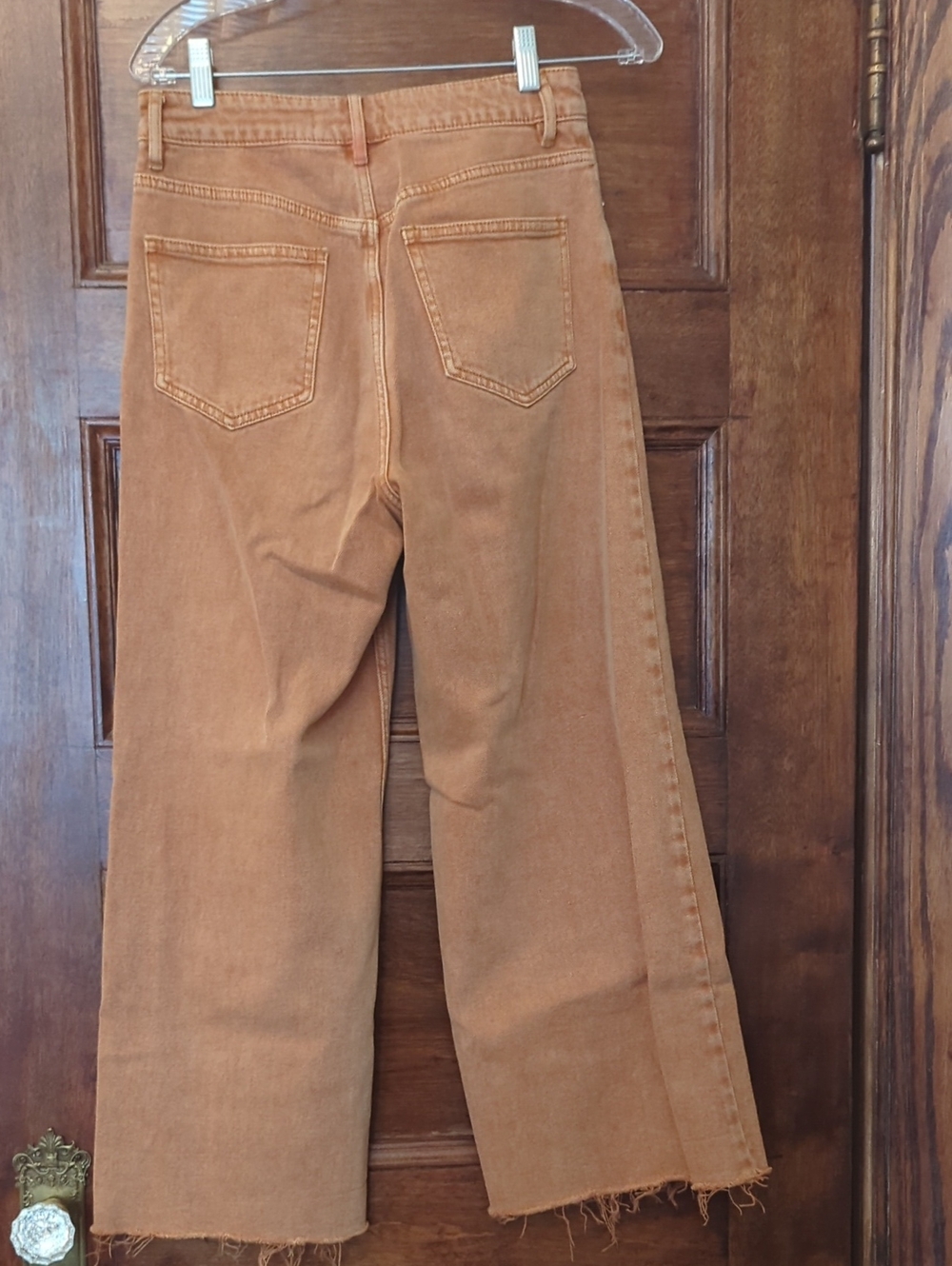 Free People High Rise Wide Leg Raw Hem Pants | Size 26 | Camel - Picture 2 of 6